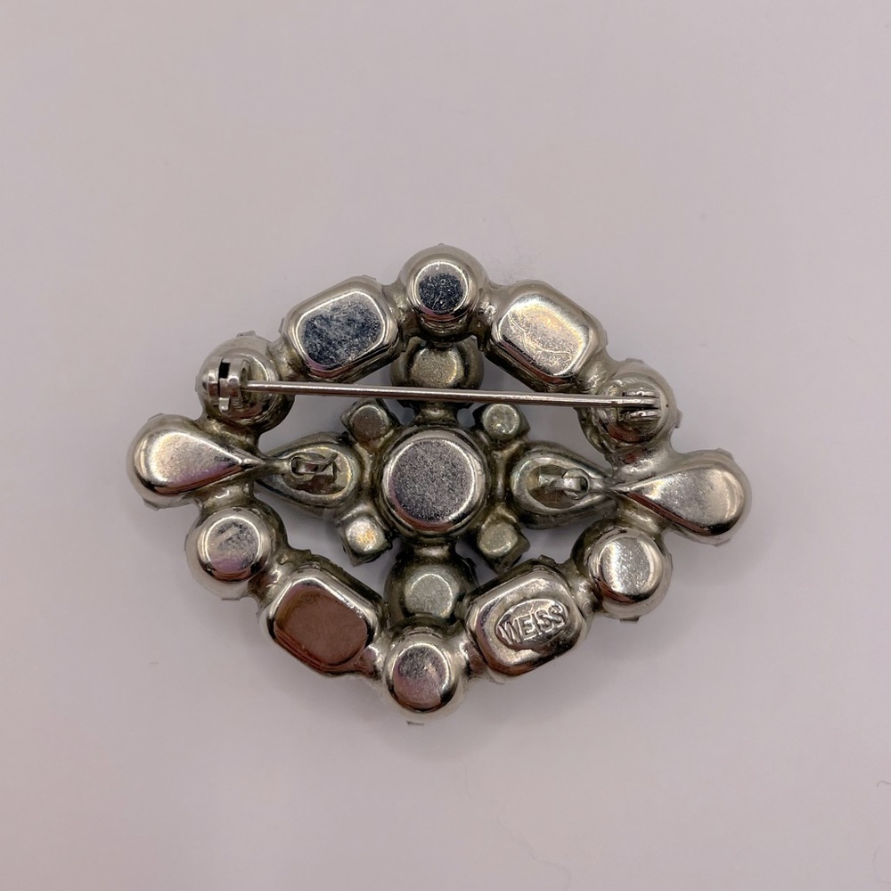 ALBERT WEISS Vintage Crystal Brooch and Clip-On Earring Set SIGNED - Picture 5 of 14